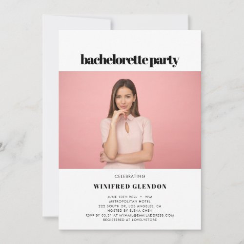 Simple elegant chic Bachelorette party invitation