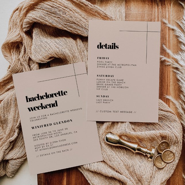 Simple elegant chic bachelorette weekend invitation (Creator Uploaded)