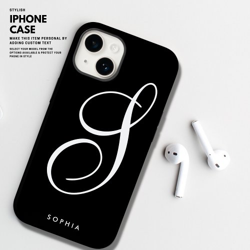 Simple Elegant Chic Black and White Script Case_Mate iPhone 14 Case