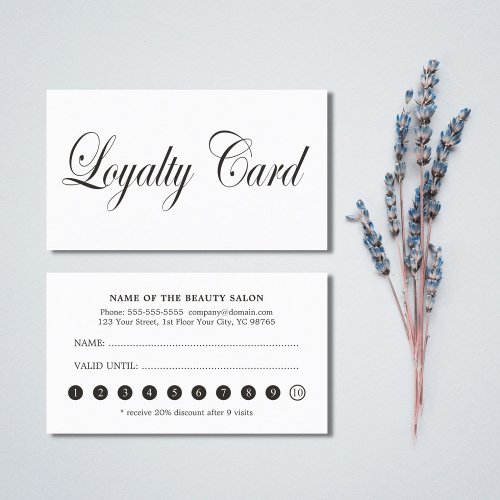 Simple Elegant Chic Black White Loyalty Card