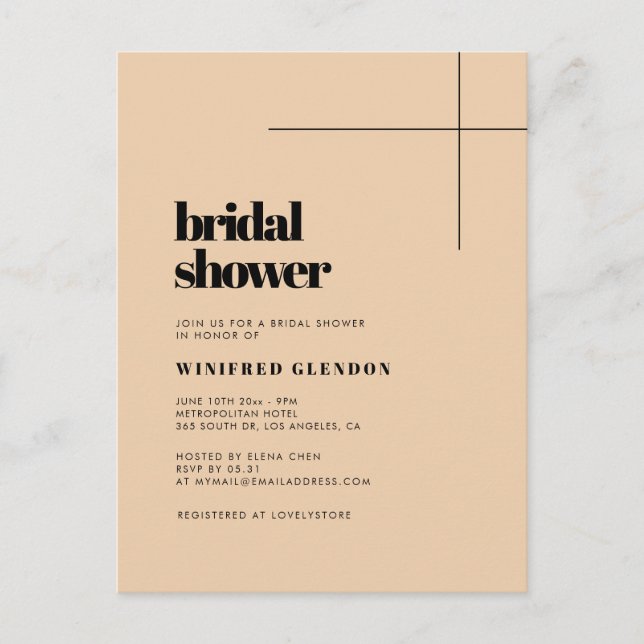 Simple elegant & chic Bridal shower invitation Postcard (Front)