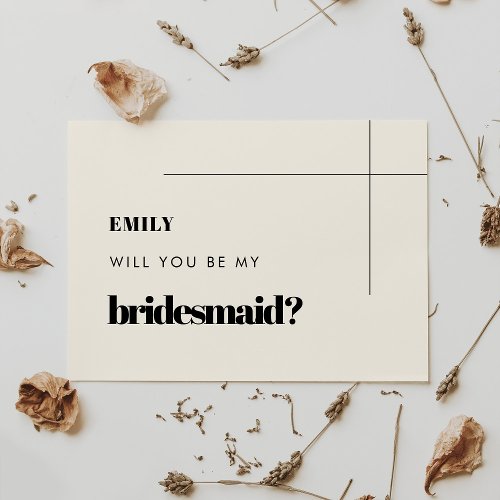 Simple elegant  chic Bridesmaid proposal card
