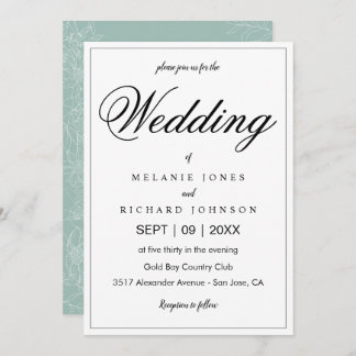 Simple Elegant Chic Calligraphy Monogram Wedding Invitation