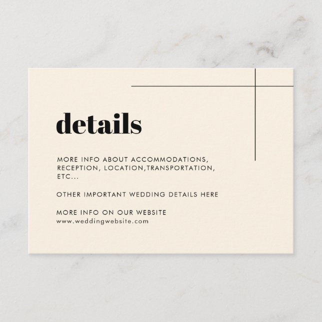 Simple elegant & chic details card (Front)