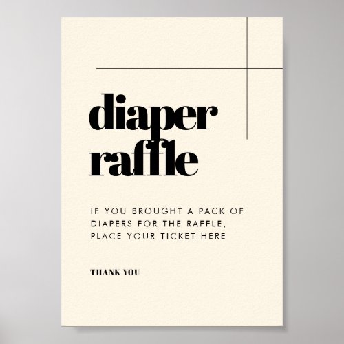 Simple elegant  chic Diaper Raffle sign