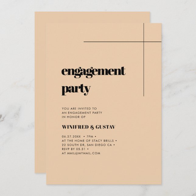 Simple elegant & chic engagement party invitation (Front/Back)