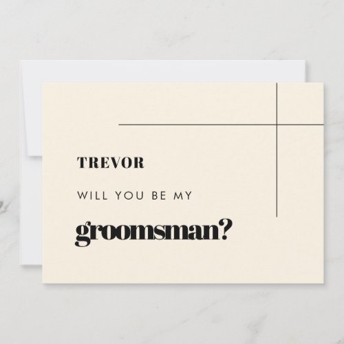 Simple elegant  chic Groomsman proposal card