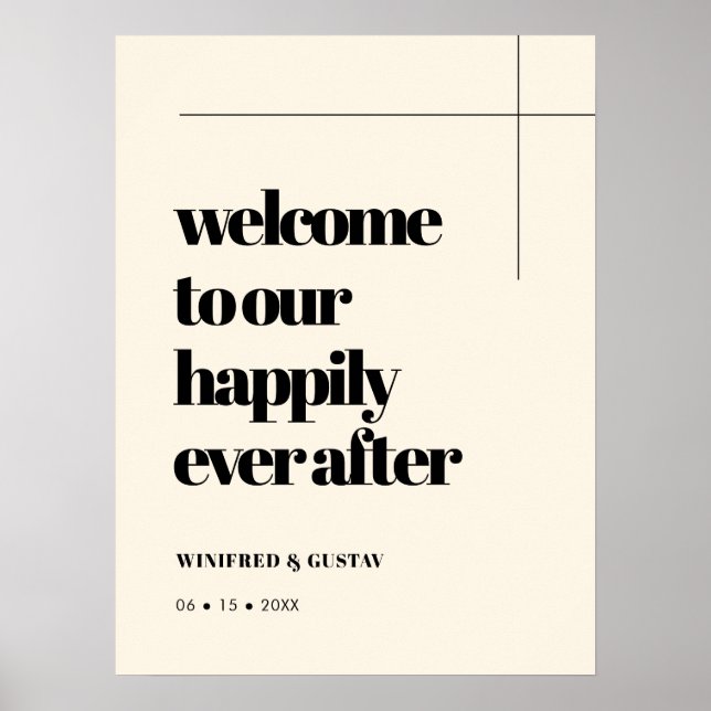 Simple Elegant & Chic Happily Ever After Welcome Poster (Front)