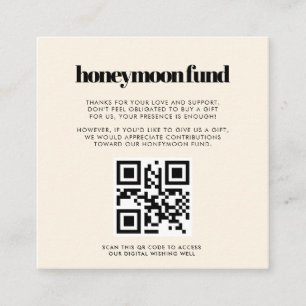 Simple elegant & chic Honeymoon fund QR code Enclosure Card