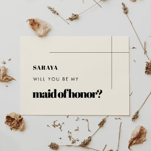 Simple elegant & chic Maid of honor proposal card