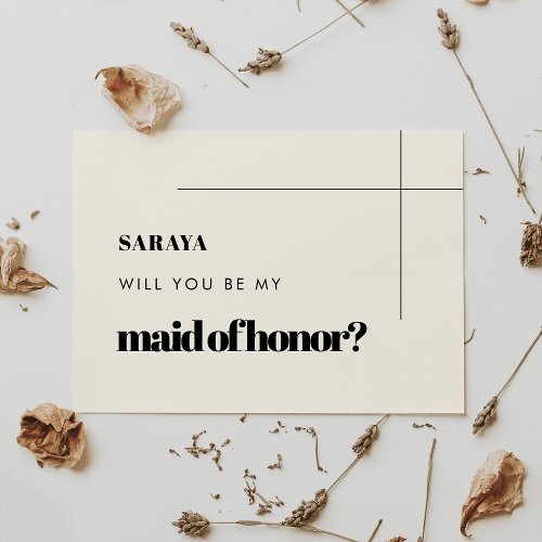 Simple elegant  chic Maid of honor proposal card