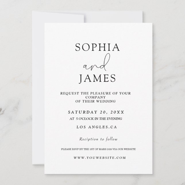 Simple elegant chic Minimalist Wedding invitation (Front)