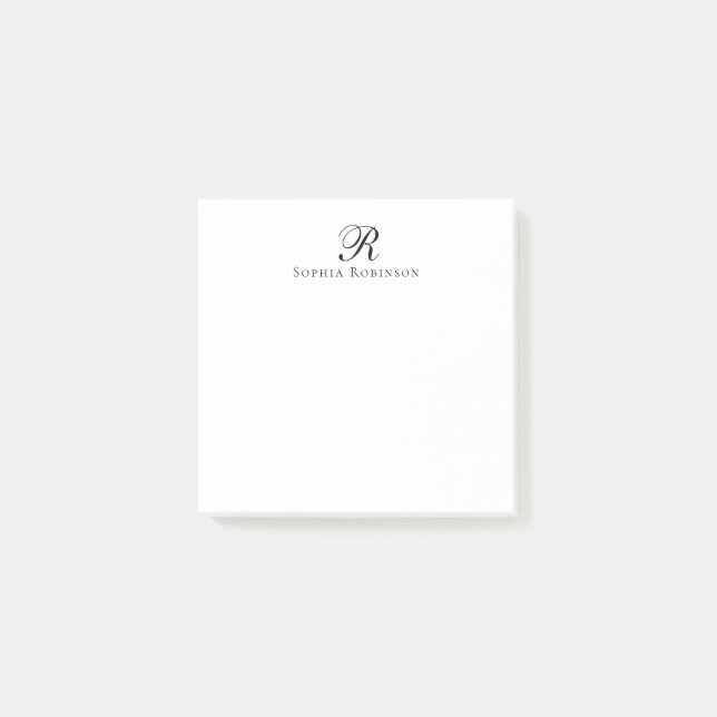 Simple Elegant Chic Monogram Professional Business Post-it Notes (Front)