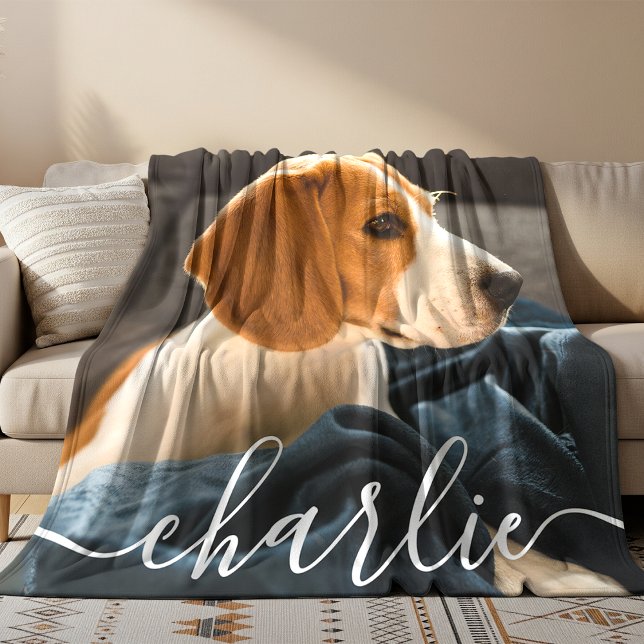 Simple Elegant Chic Pet Photo Fleece Blanket (Creator Uploaded)