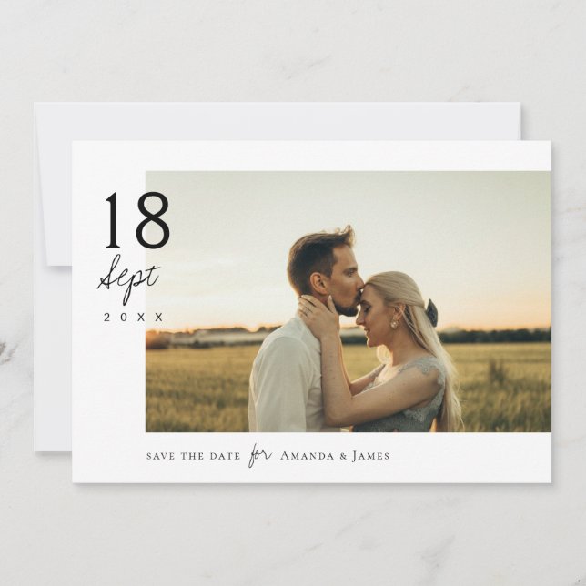 Simple Elegant Chic Photo Wedding Save the Date Invitation (Front)