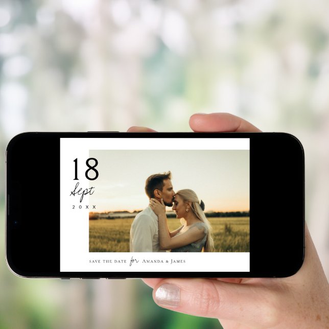 Simple Elegant Chic Photo Wedding Save the Date Invitation (Front Digital)