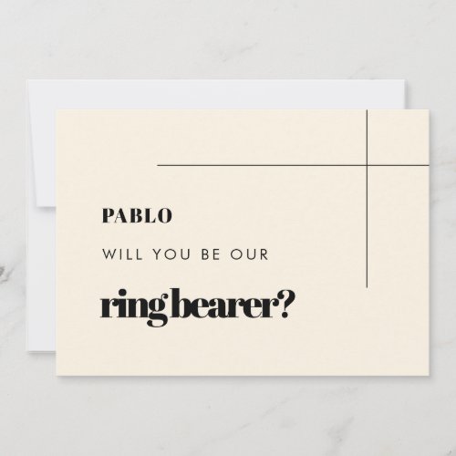 Simple elegant  chic Ring Bearer Proposal card