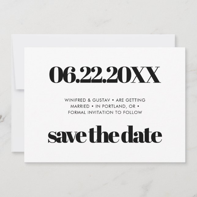 Simple elegant & chic Save the date (Front)