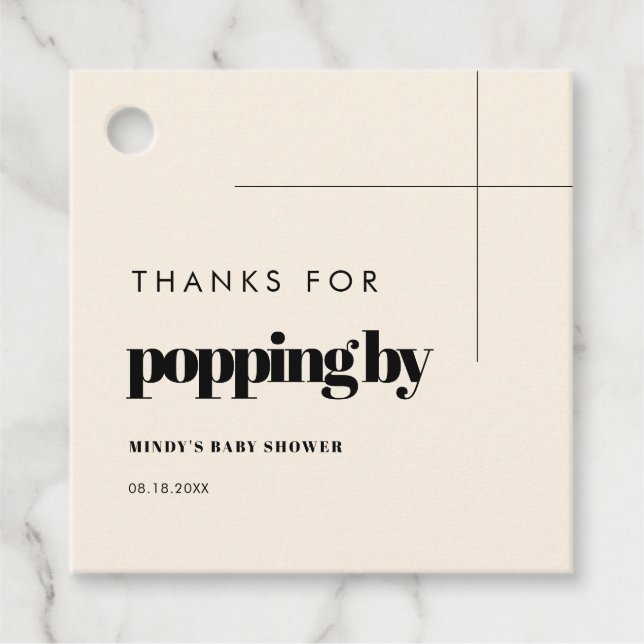 Simple elegant & chic Thanks for popping by Favor Tags (Front)