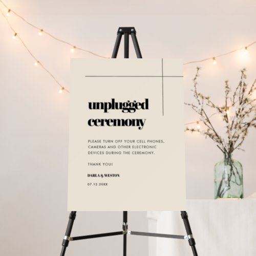 Simple elegant  chic Unplugged ceremony sign