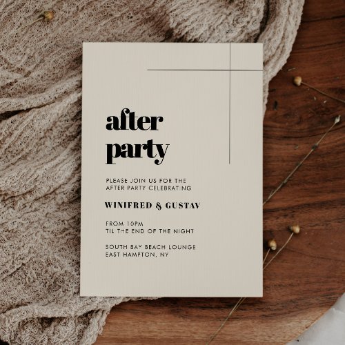 Simple elegant  chic wedding after party invitation