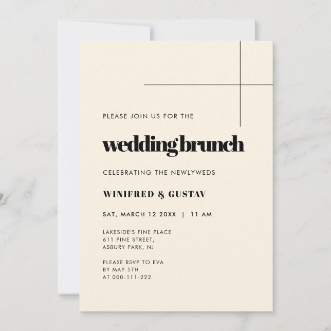Simple elegant & chic wedding Brunch Invitation (Front)