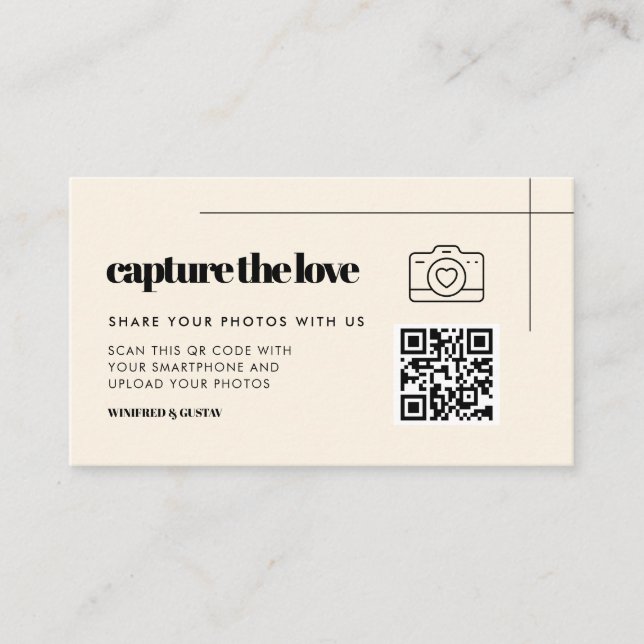 Simple elegant & chic wedding Capture the love Enclosure Card (Front)