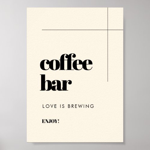 Simple elegant  chic wedding Coffee Bar sign