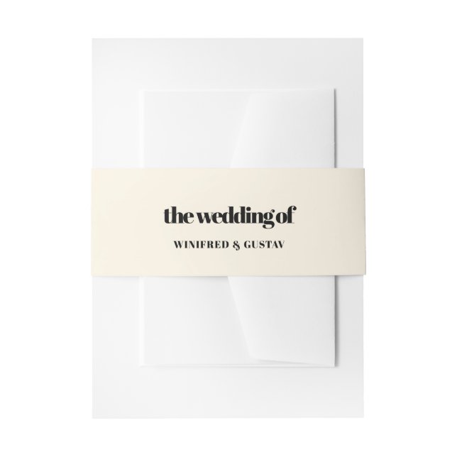 Simple elegant & chic wedding Cream Invitation Belly Band (Front Example)