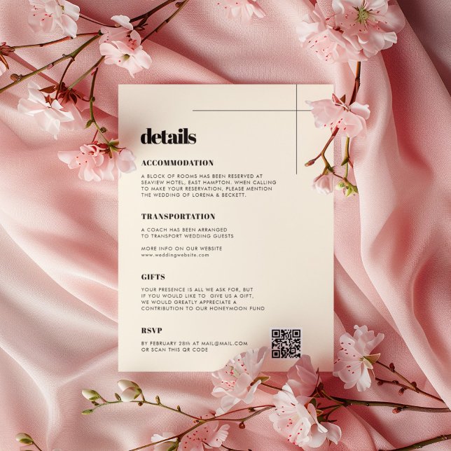 Simple elegant & chic Wedding details QR code Enclosure Card (Creator Uploaded)