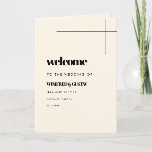 Simple elegant  chic wedding folded Program