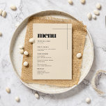 Simple elegant & chic wedding menu<br><div class="desc">Minimalist yet striking: adopt this slightly retro elegant typographic design for your wedding stationery. Fully customizable text,  colors and backgrounds.</div>