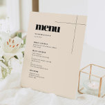Simple elegant & chic wedding menu pedestal sign<br><div class="desc">Minimalist yet striking: adopt this slightly retro elegant typographic design for your wedding stationery. Fully customizable text,  colors and backgrounds.</div>