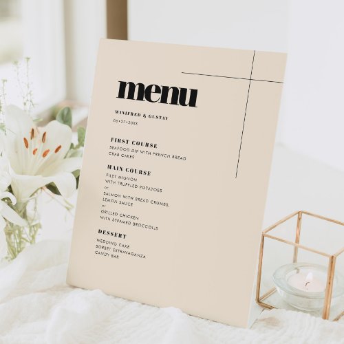 Simple elegant  chic wedding menu pedestal sign