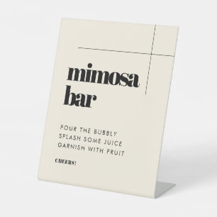 Simple elegant & chic wedding Mimosa bar Pedestal Sign