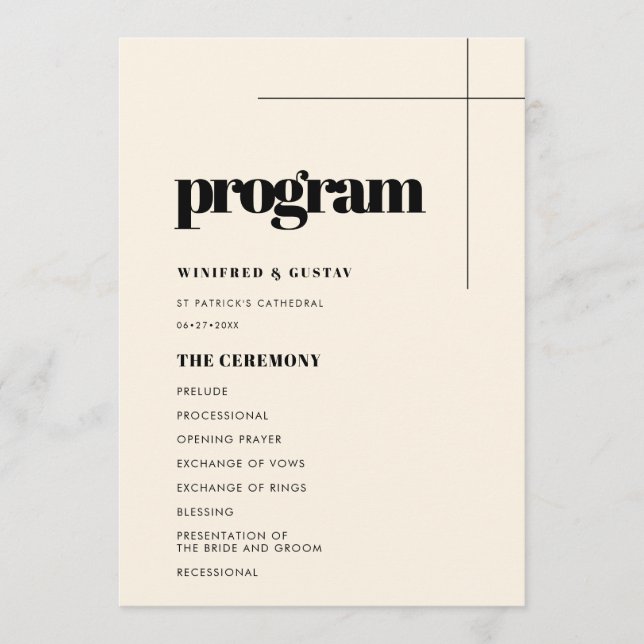 Simple elegant & chic wedding program (Front)