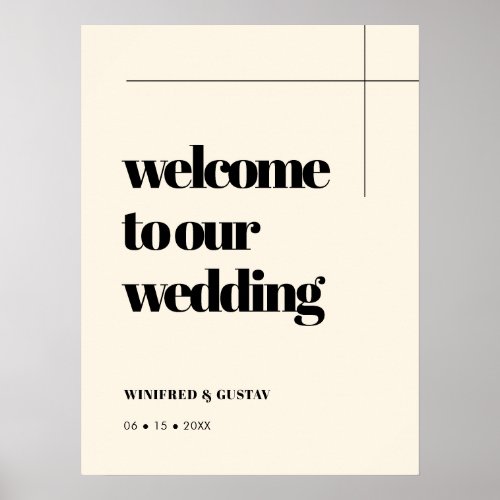Simple Elegant  Chic Wedding Welcome Cream Poster