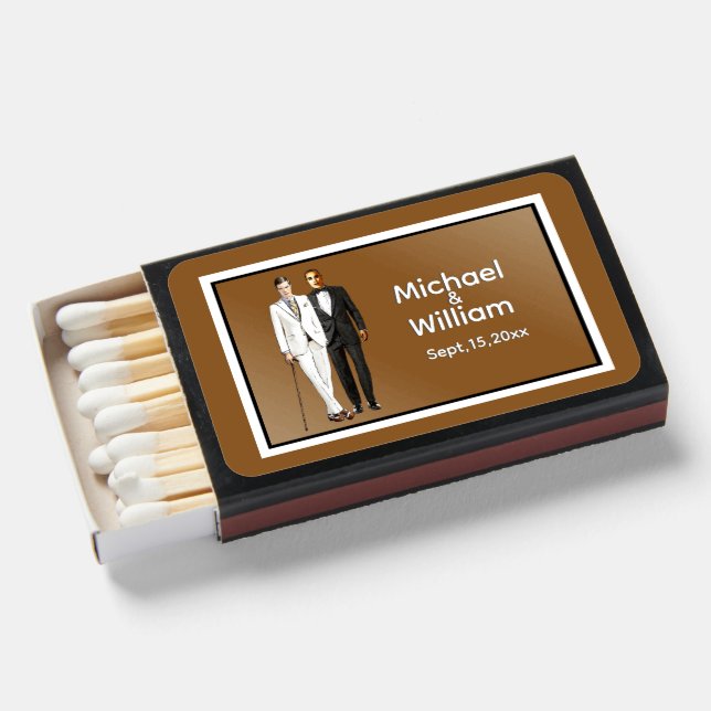 Simple Elegant Chocolate Brown Favor Matchboxes (Front Open)