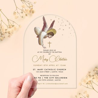Simple Elegant Christian Angel Religious Baptism 