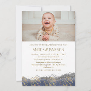 Simple Elegant Christian Round Photo Baptism Invitation