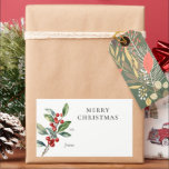 Simple Elegant Christmas Botanical Gift Label<br><div class="desc">Simple Elegant Christmas Botanical Gift Label features a beautiful watercolor illustration of seasonal greenery and holly berries,  along with elegant type.</div>