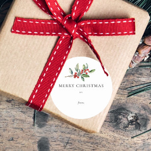 Simple Elegant Christmas Botanical Gift Label