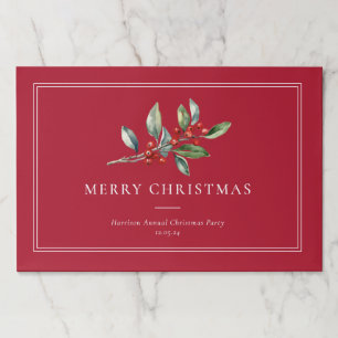 Simple Elegant Christmas Botanical Paper Placemat