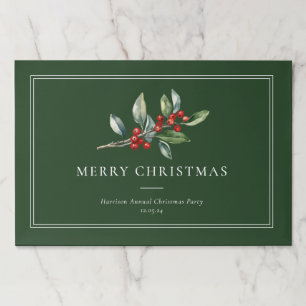 Simple Elegant Christmas Botanical Paper Placemat