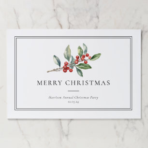 Simple Elegant Christmas Botanical Paper Placemat