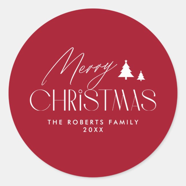 Simple Elegant Christmas  Classic Round Sticker (Front)