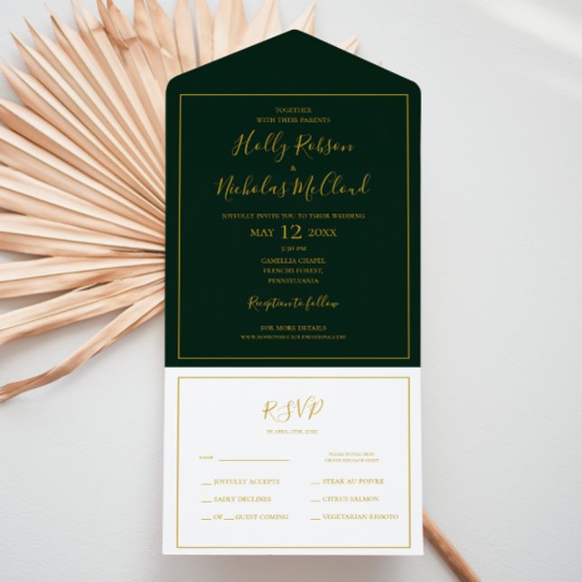 Simple Elegant Christmas Dark Green Seal and Send All In One Invitation (Creator Uploaded)