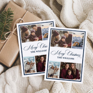 Simple Elegant Christmas Family Holiday Letterpress Photo Cards