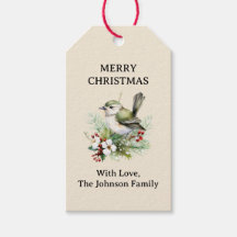 Simple Elegant Christmas Floral Bird