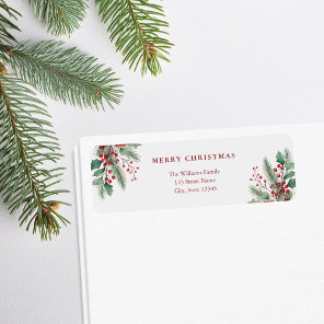 Simple Elegant Christmas Floral Return Address Label